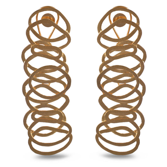 Gold Plated Coiled Drop Down Earrings