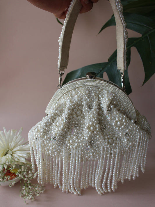 Ivory Pearl Tassels Bag