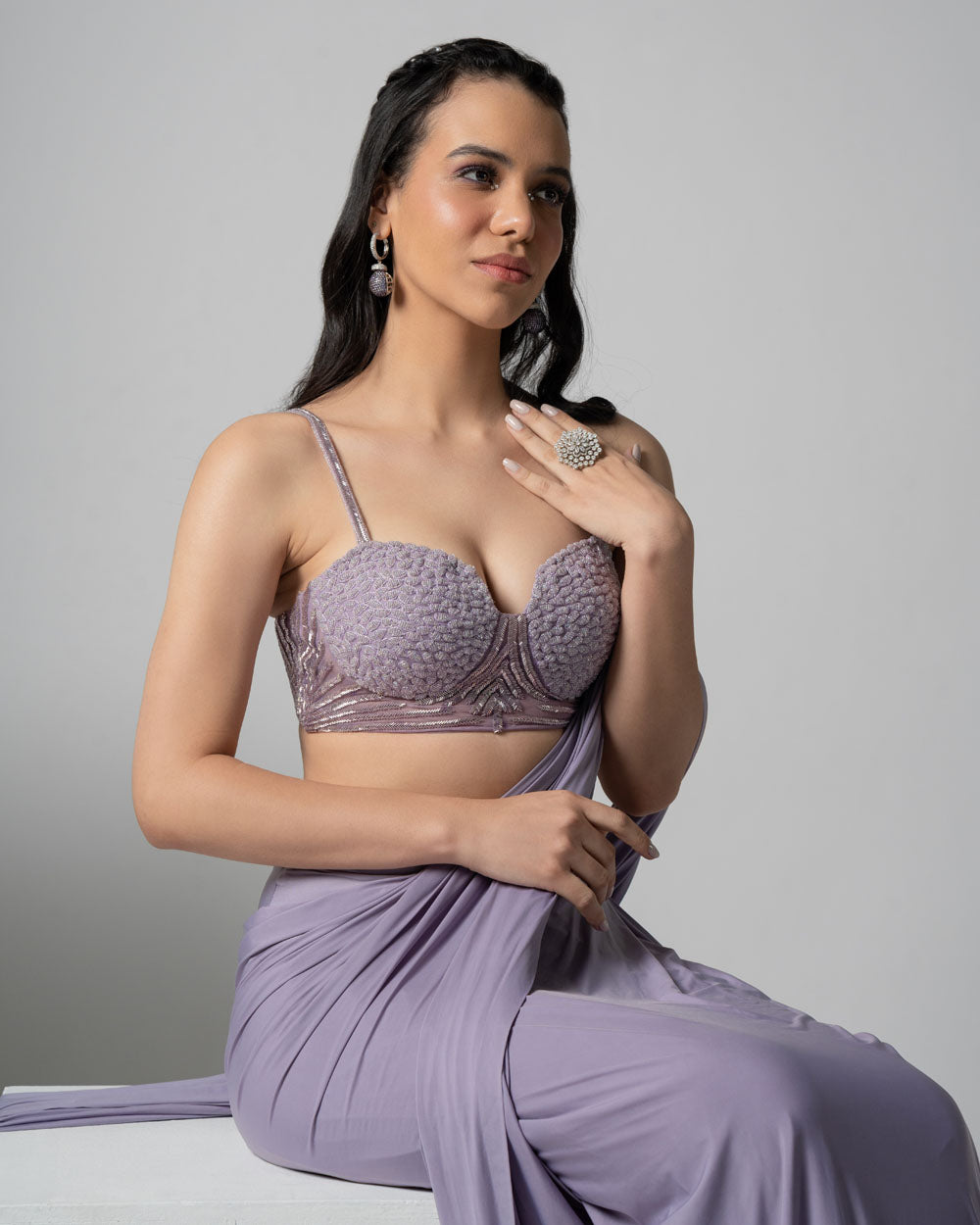 Pre-Stitched Saree with Strappy Bustier