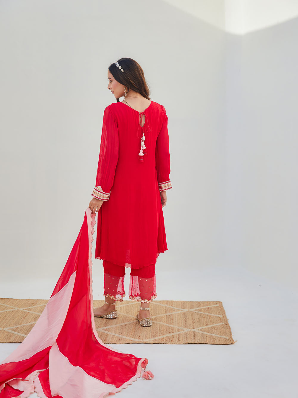 Front Pleated Kurta with Pant Set