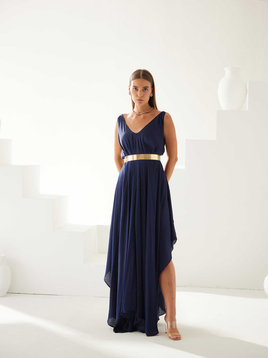 Navy V-Neck Maxi Dress