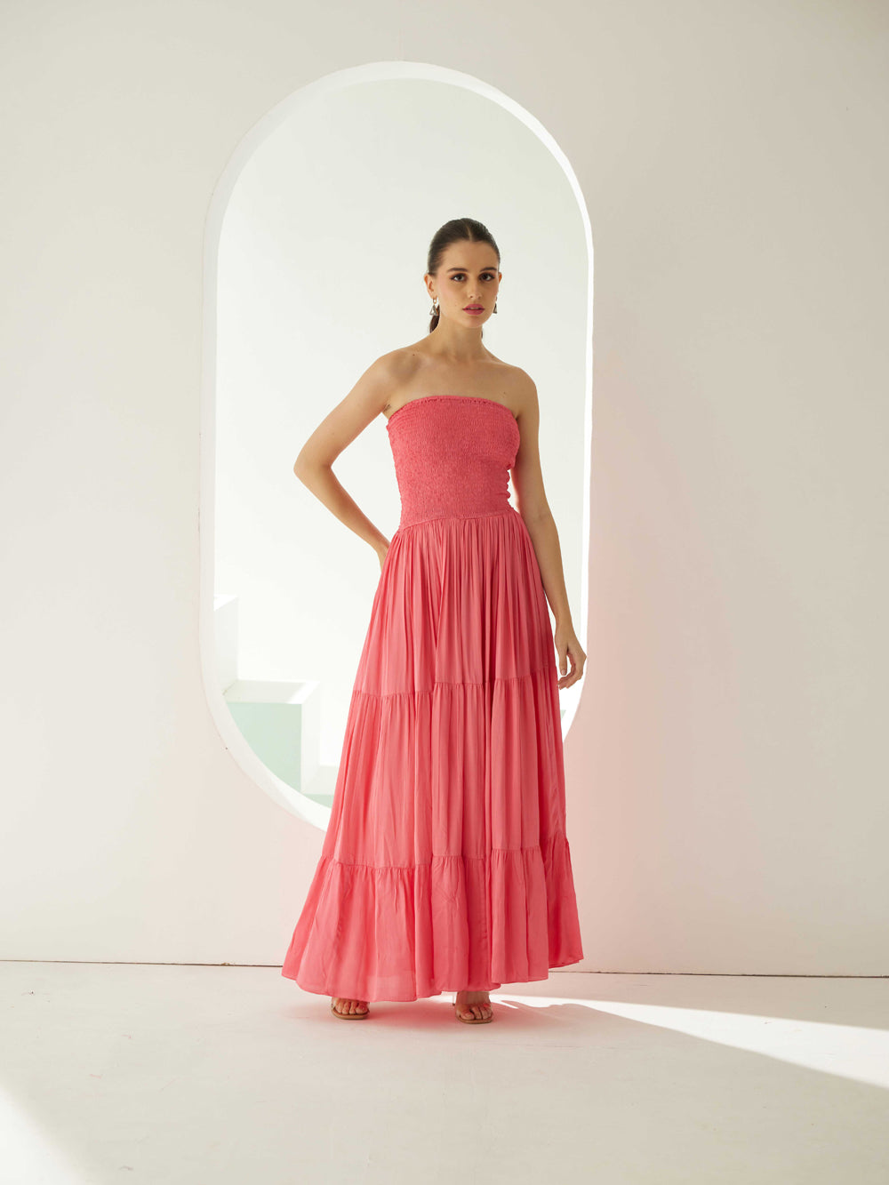 Peach Tier Maxi Dress