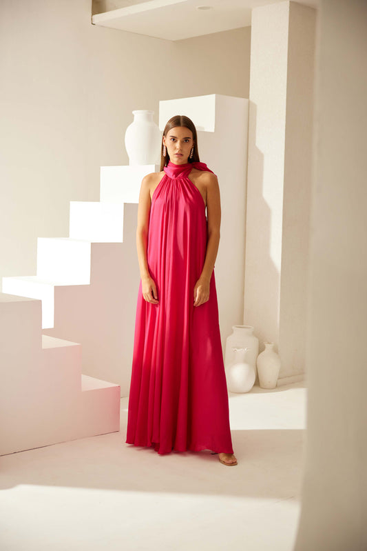 Pink Halter Maxi Dress