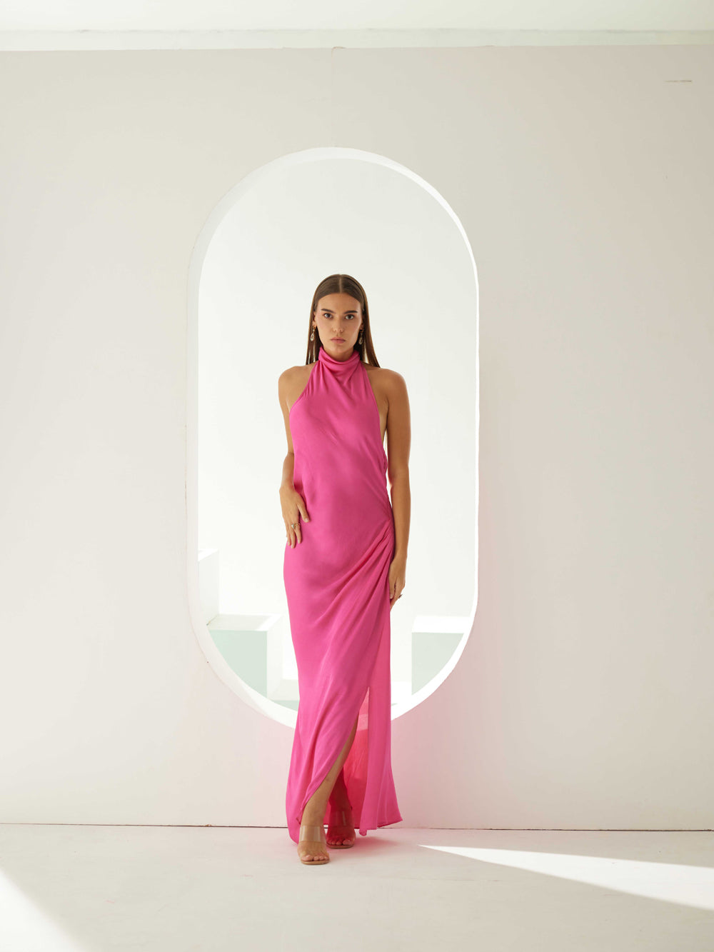 Pink Halter Maxi Dress