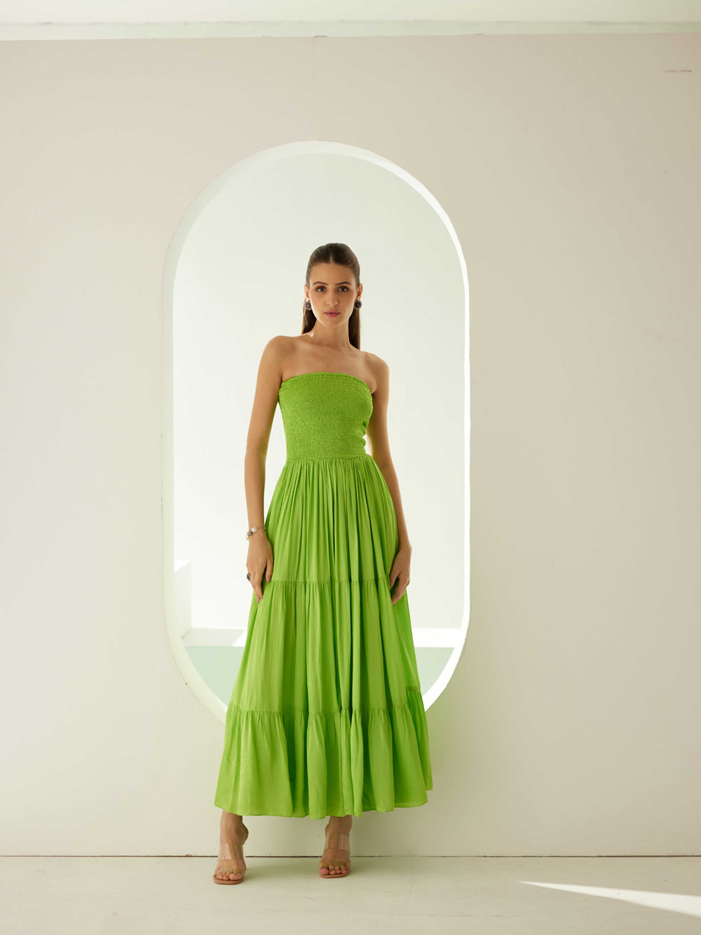 Lime Green Tier Maxi Dress