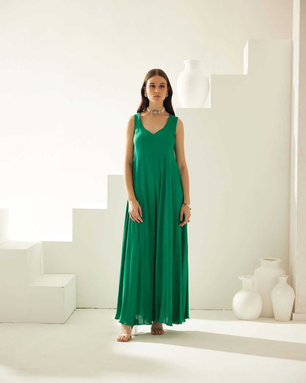 Green Sleeveless Jumpsuit