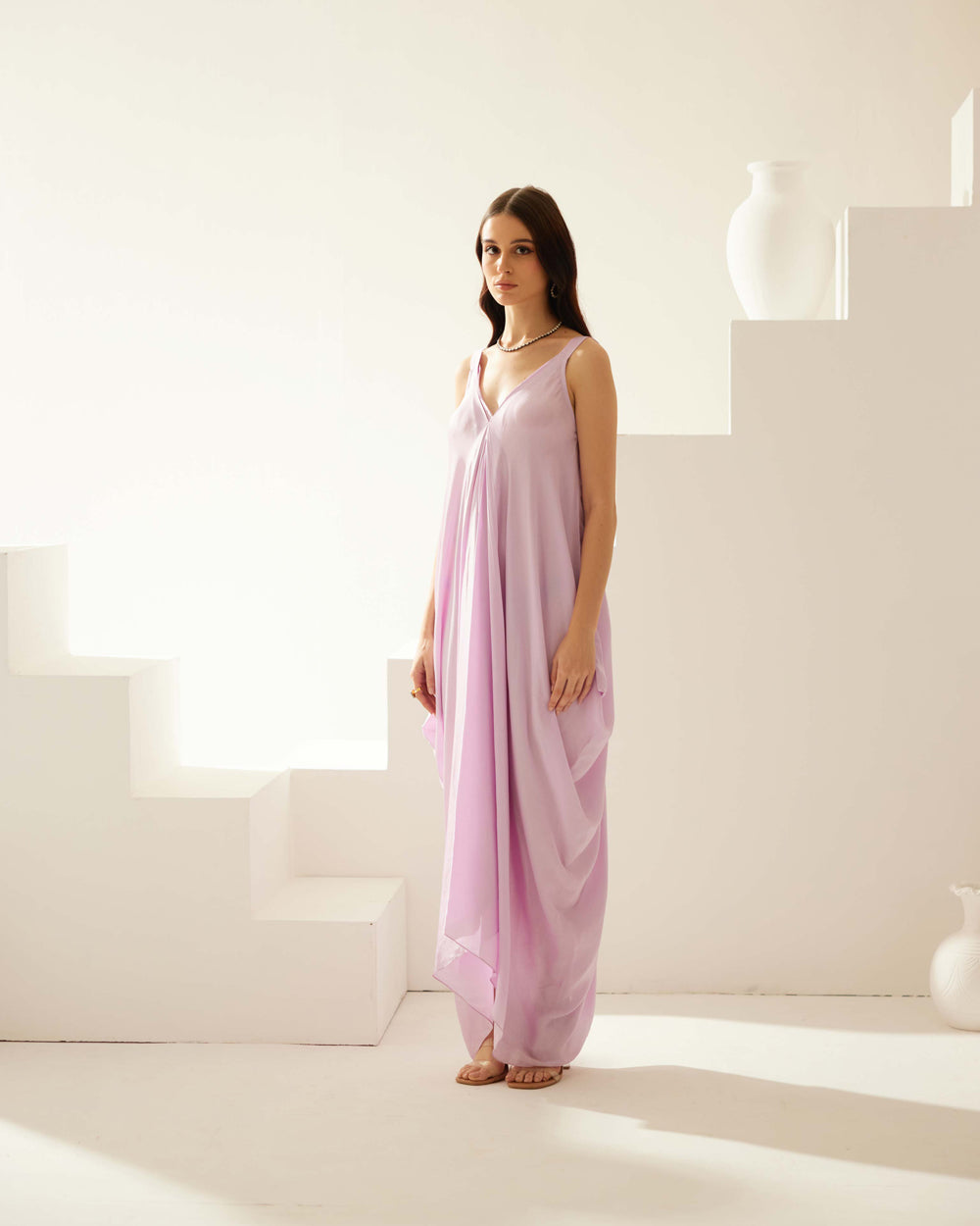 Lilac Satin Maxi Dress