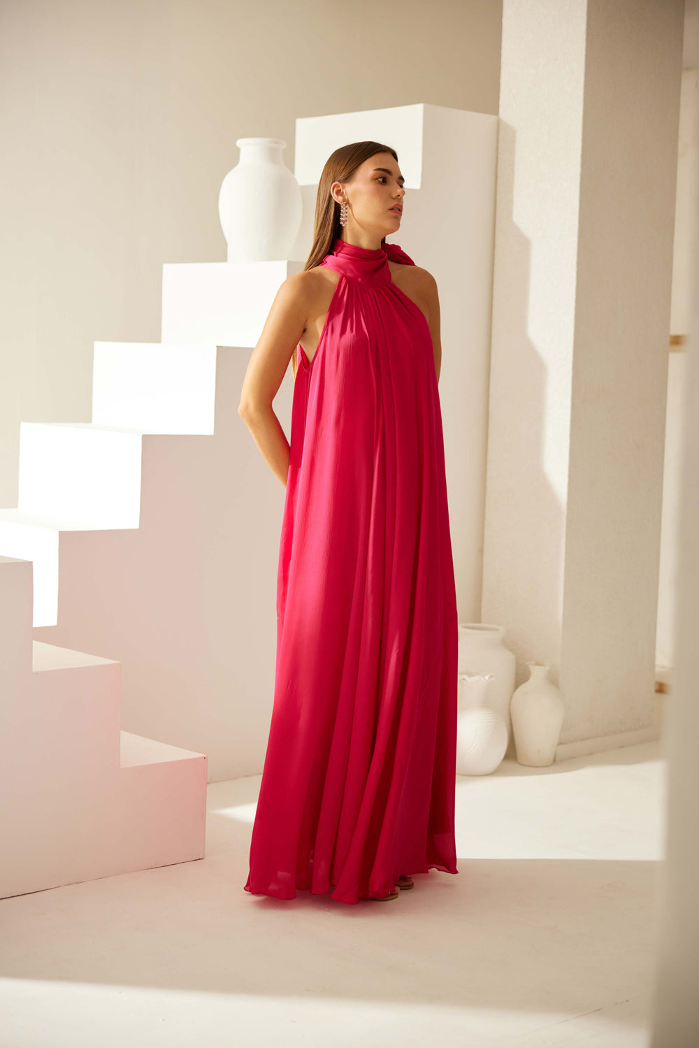 Pink Halter Maxi Dress