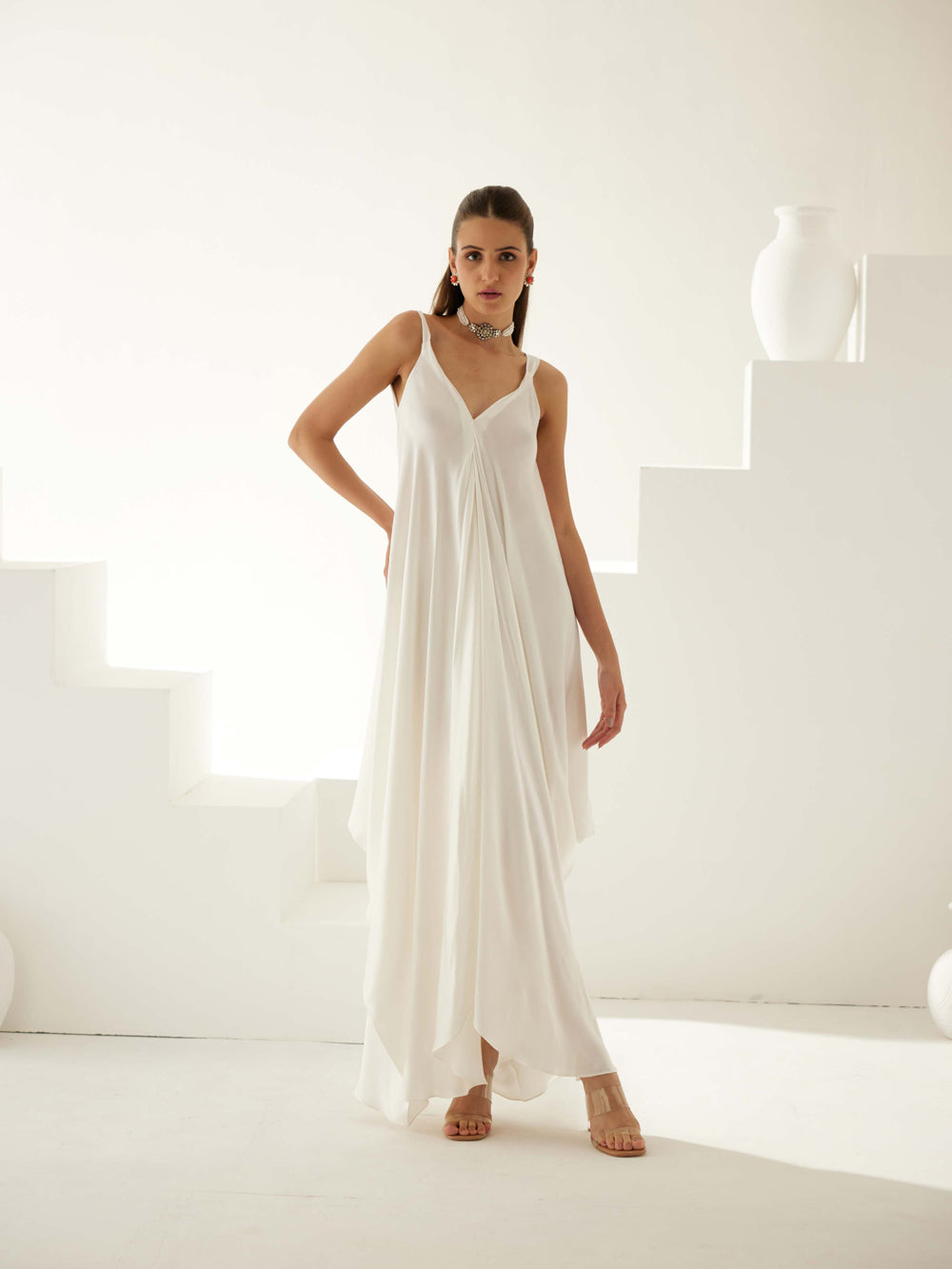 Ivory Satin Maxi Dress