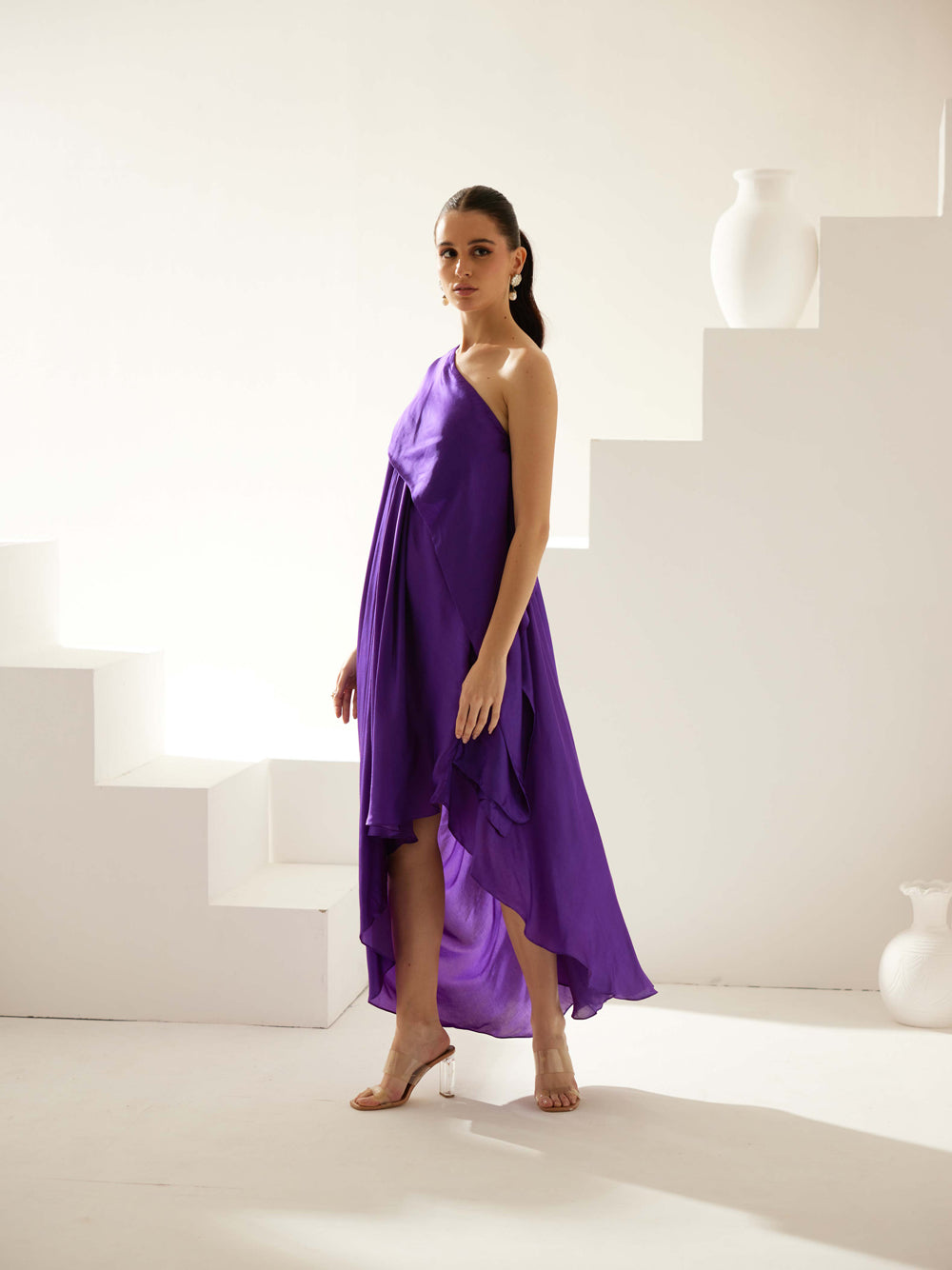 Purple Aysmmetrical Maxi Dress