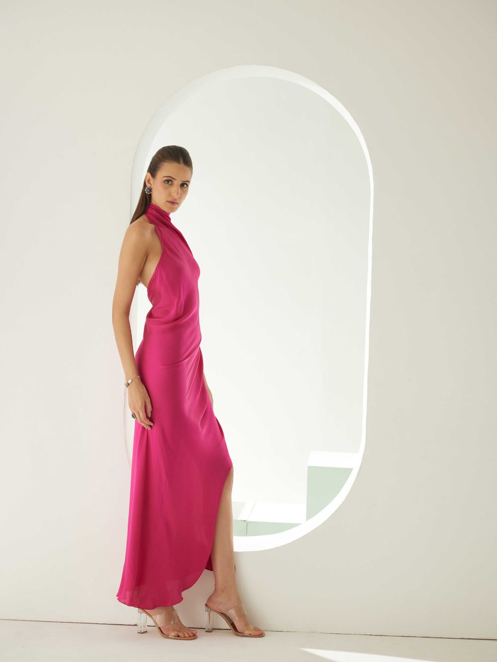 Hot Pink Halter Maxi Dress