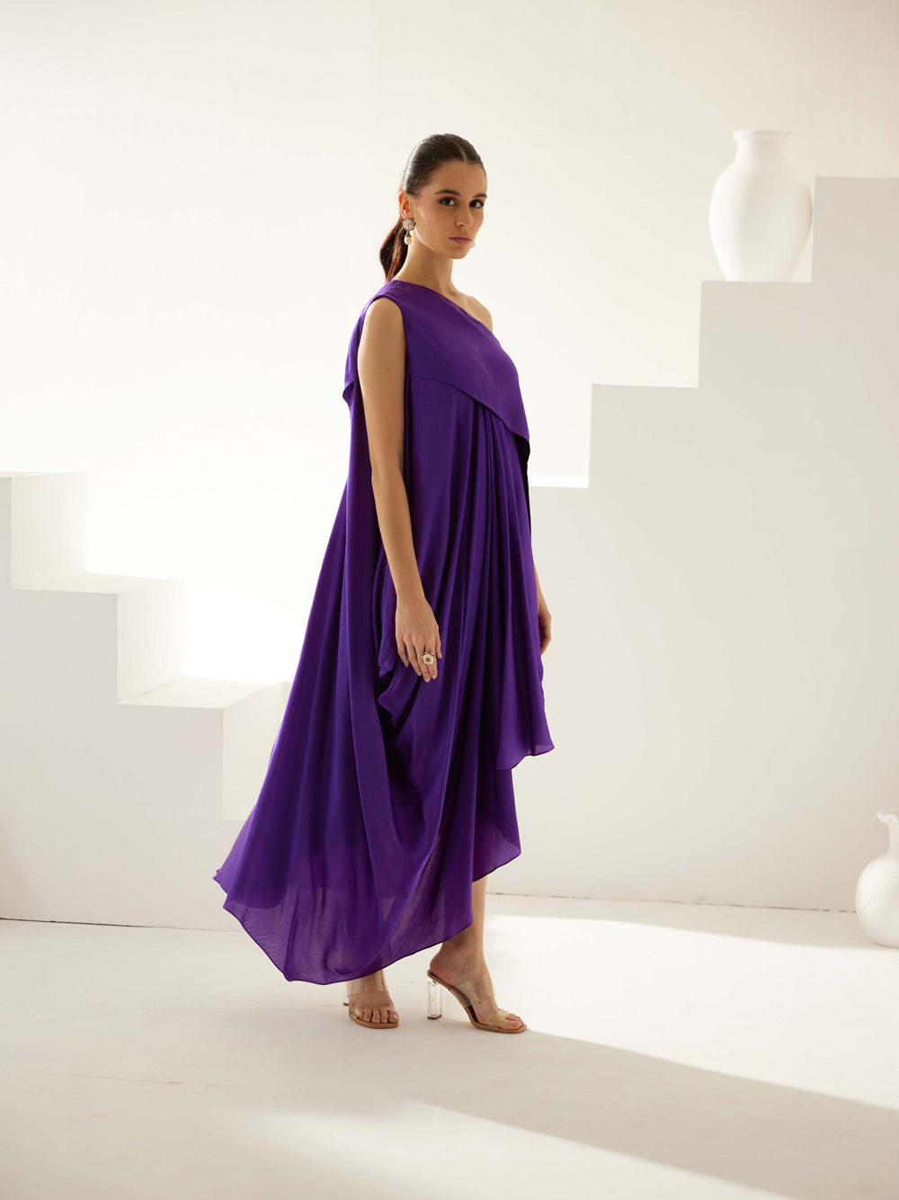 Purple Aysmmetrical Maxi Dress