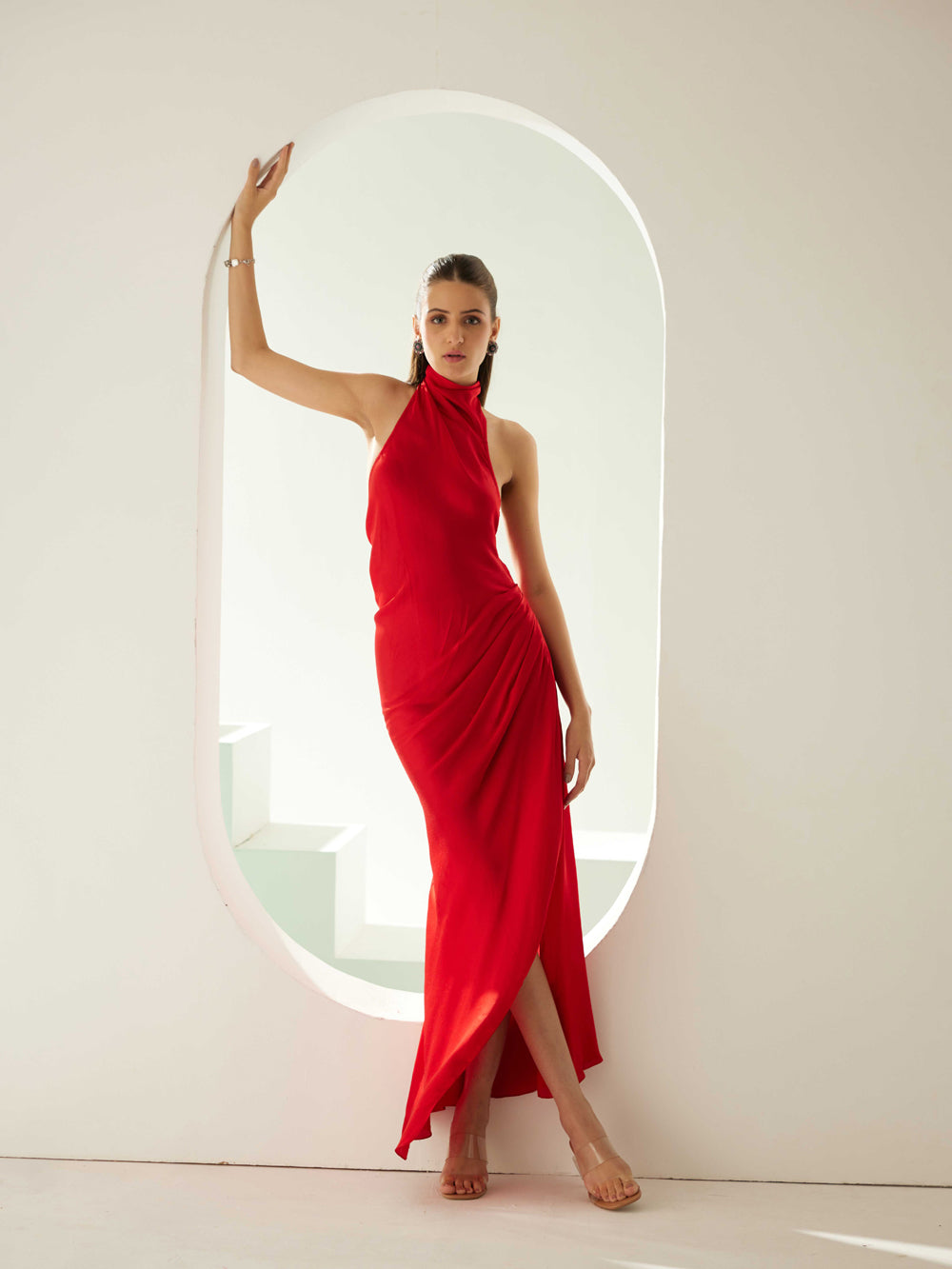 Red Halter Maxi Dress