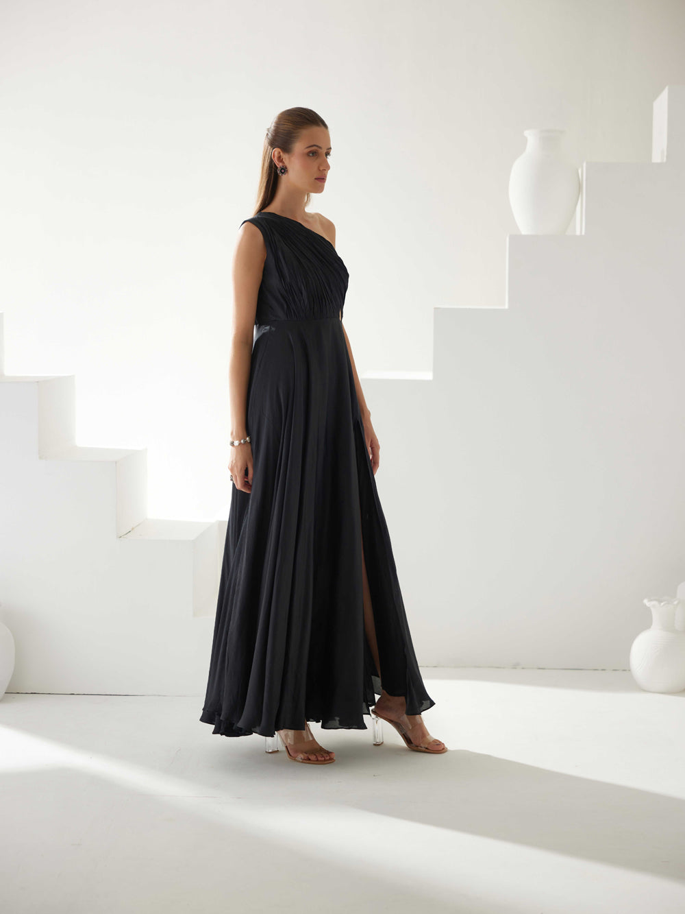 Black One Shoulder Maxi Dress