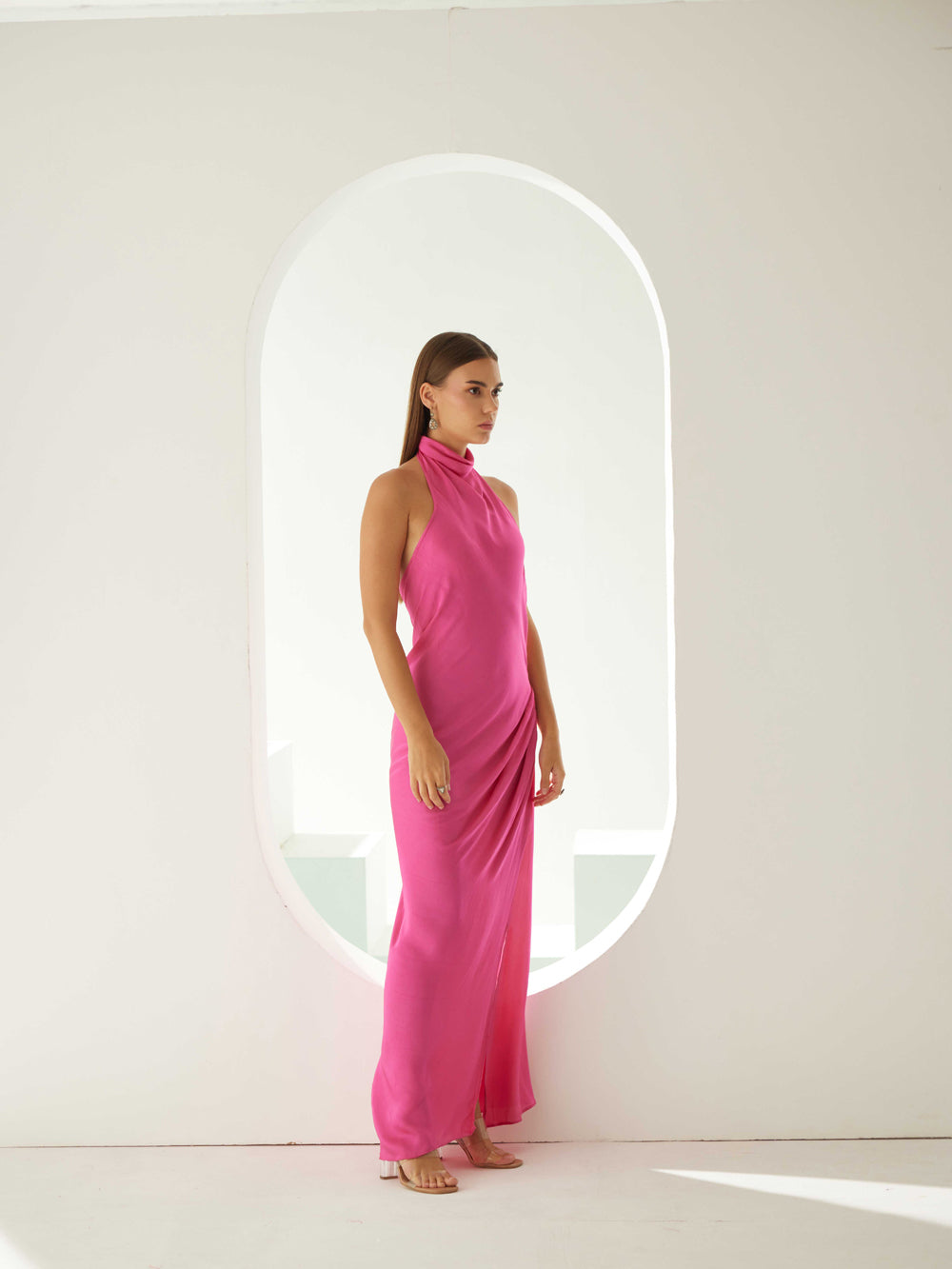 Pink Halter Maxi Dress