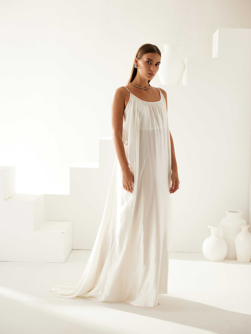 Off-White Strappy Maxi Dress