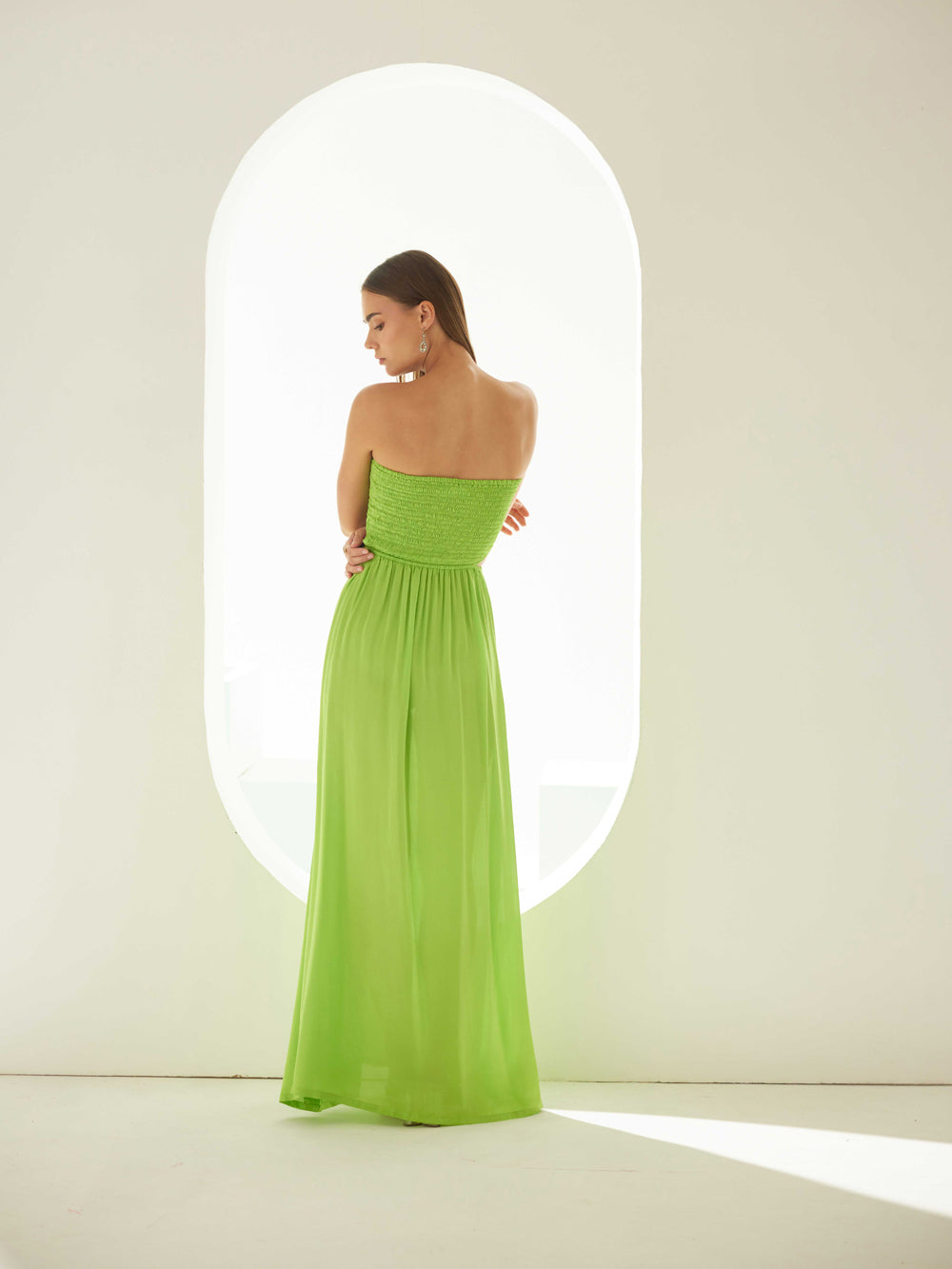 Lime Green Off-Shoulder Maxi Dress