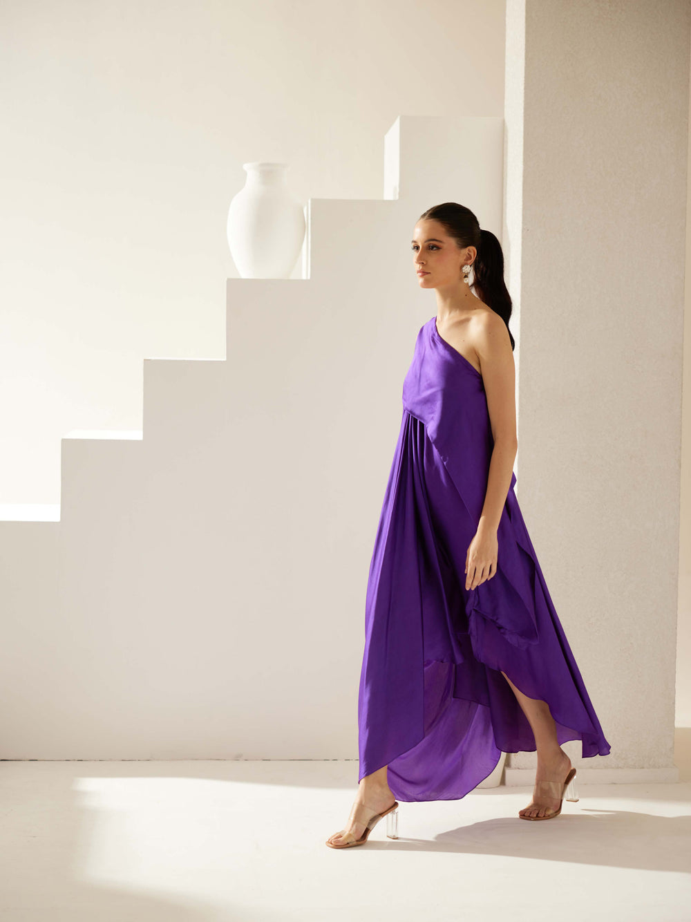 Purple Aysmmetrical Maxi Dress