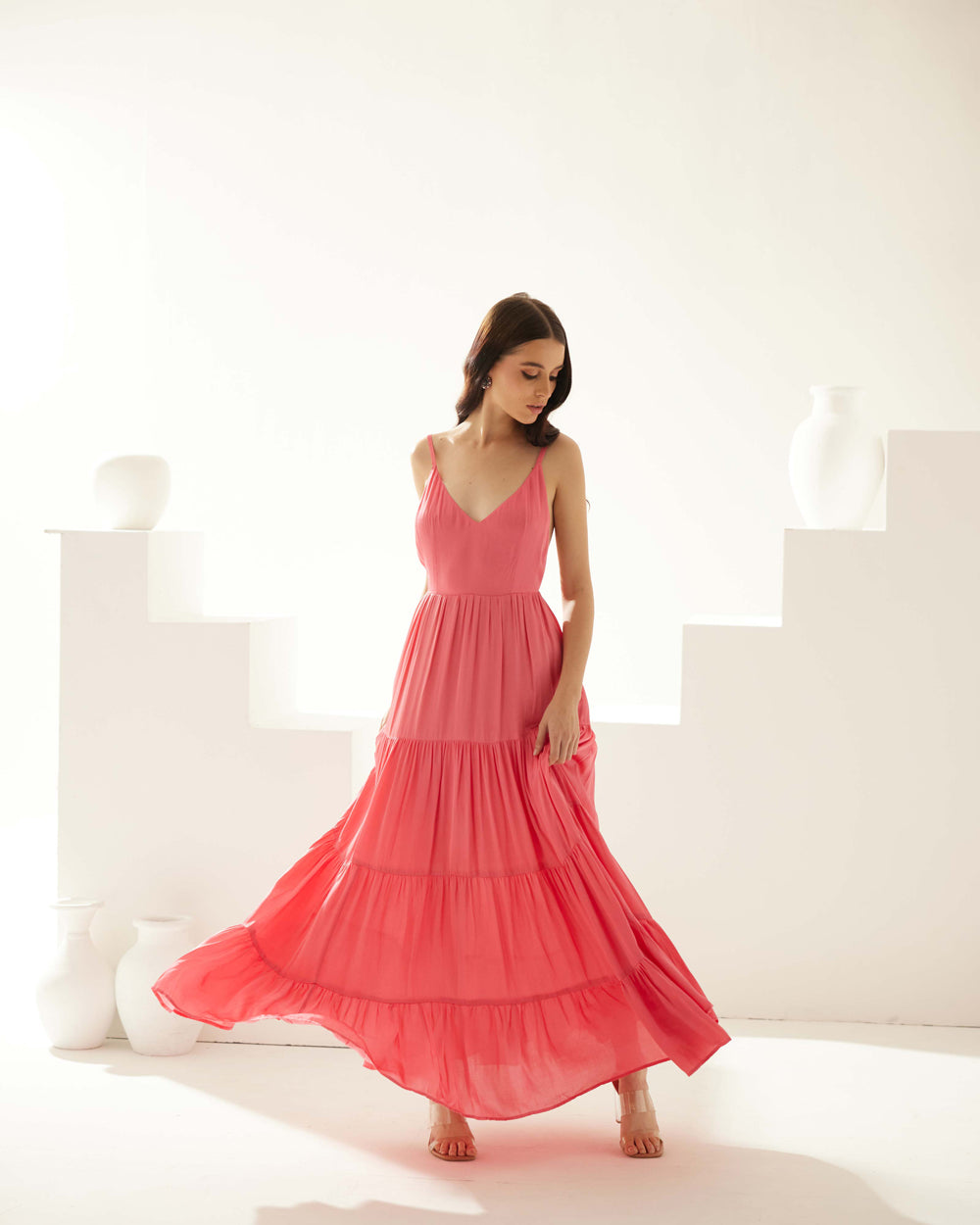 Peach Tier Maxi Dress