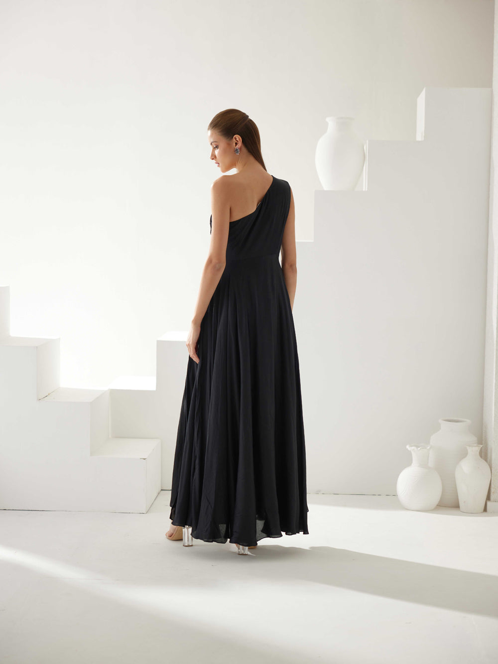 Black One Shoulder Maxi Dress