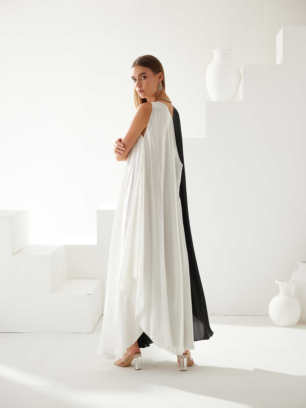 Black & White Colorblock Maxi Dress