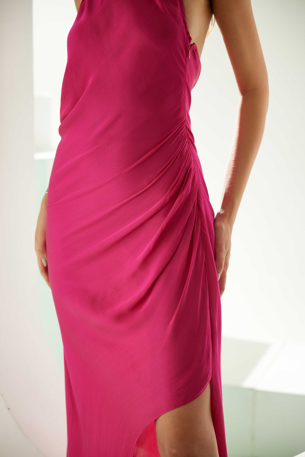 Hot Pink Halter Maxi Dress