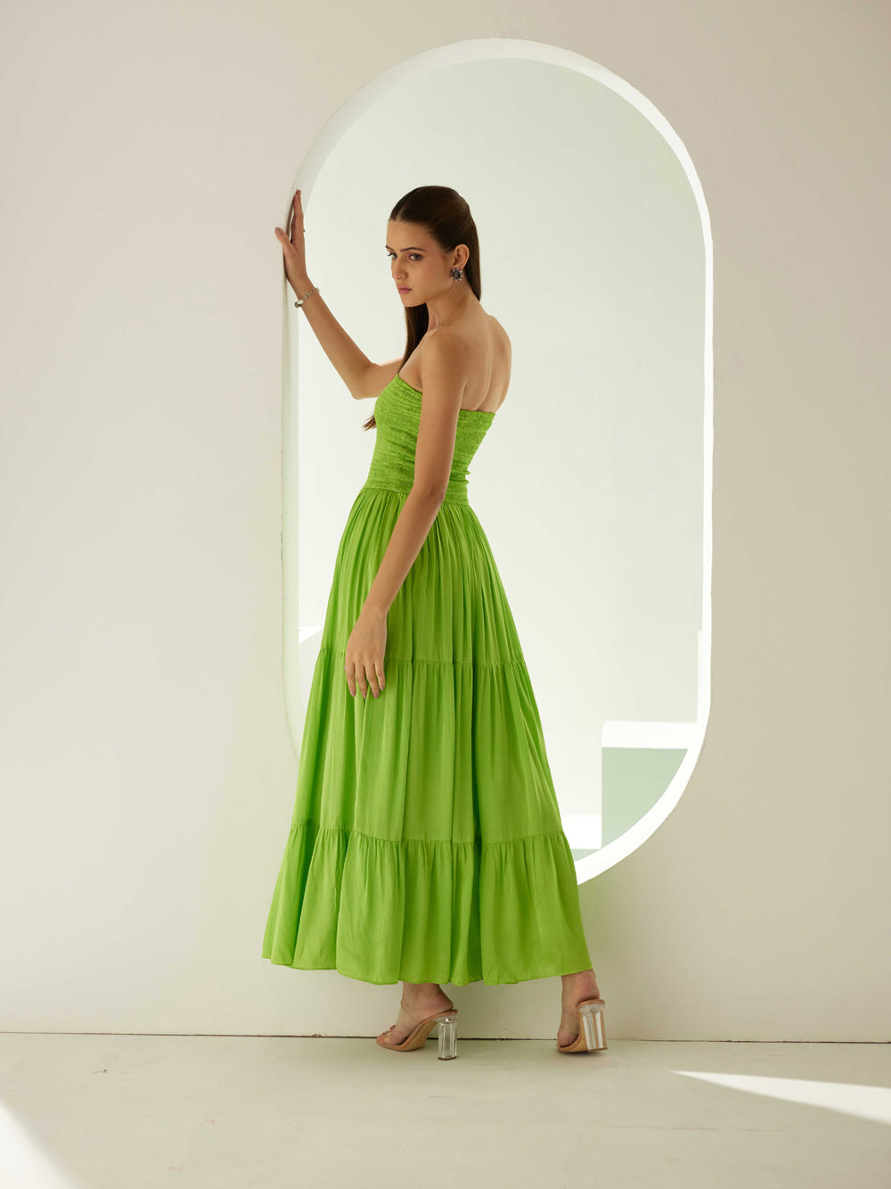 Lime Green Tier Maxi Dress