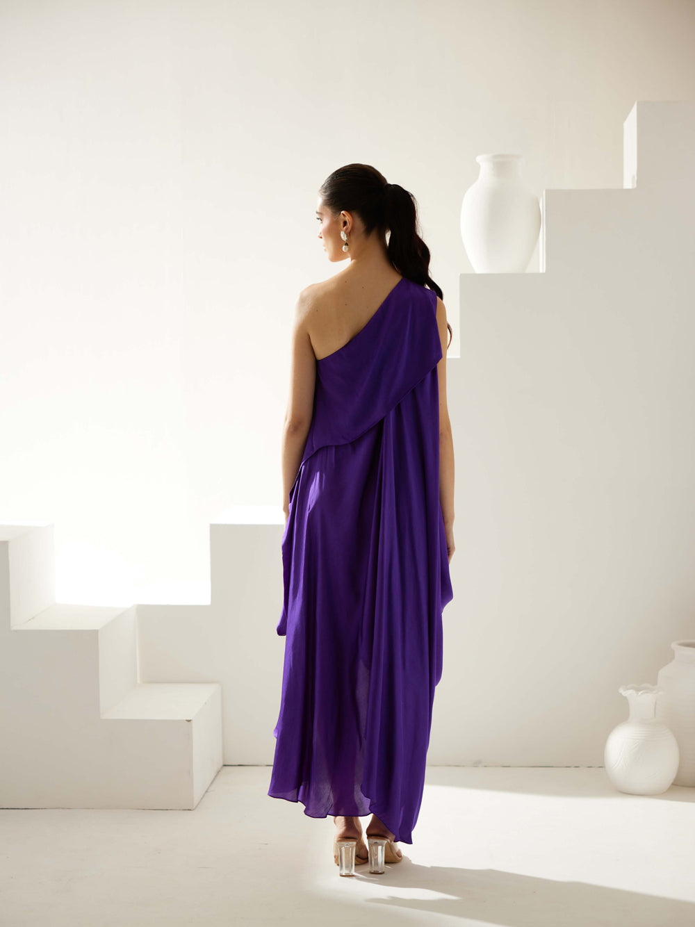 Purple Aysmmetrical Maxi Dress