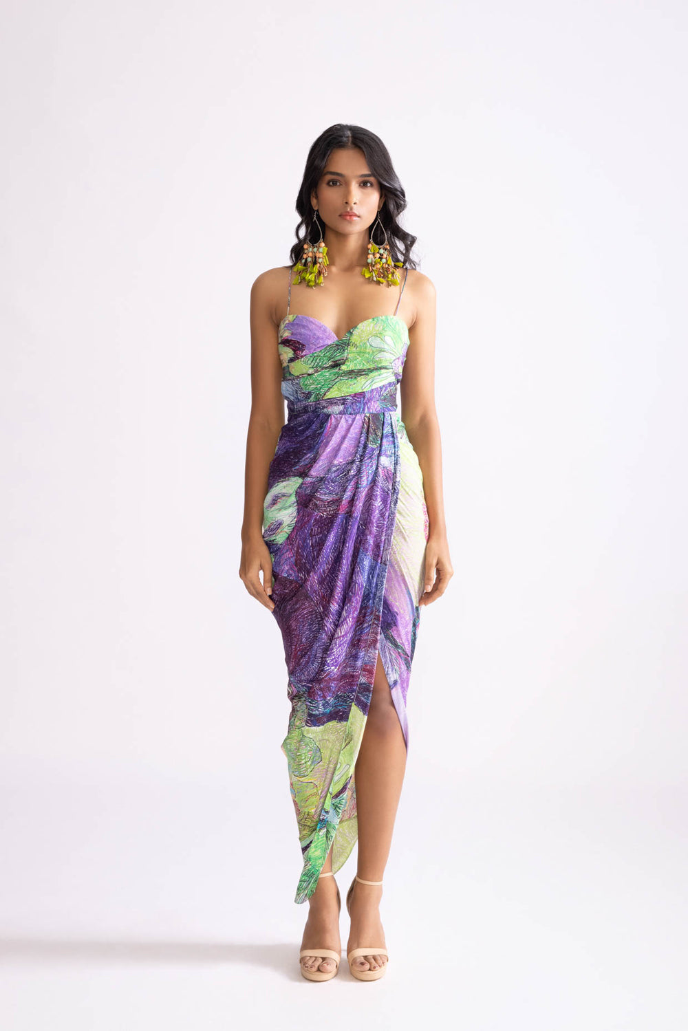 Aura Printed Cowl Dress