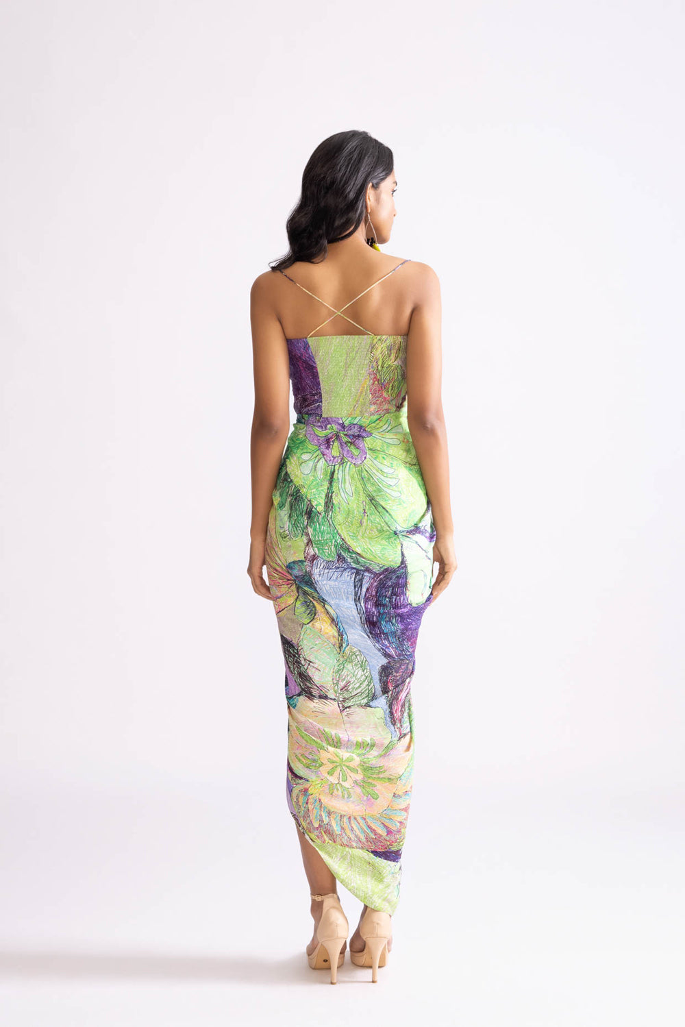 Aura Printed Cowl Dress