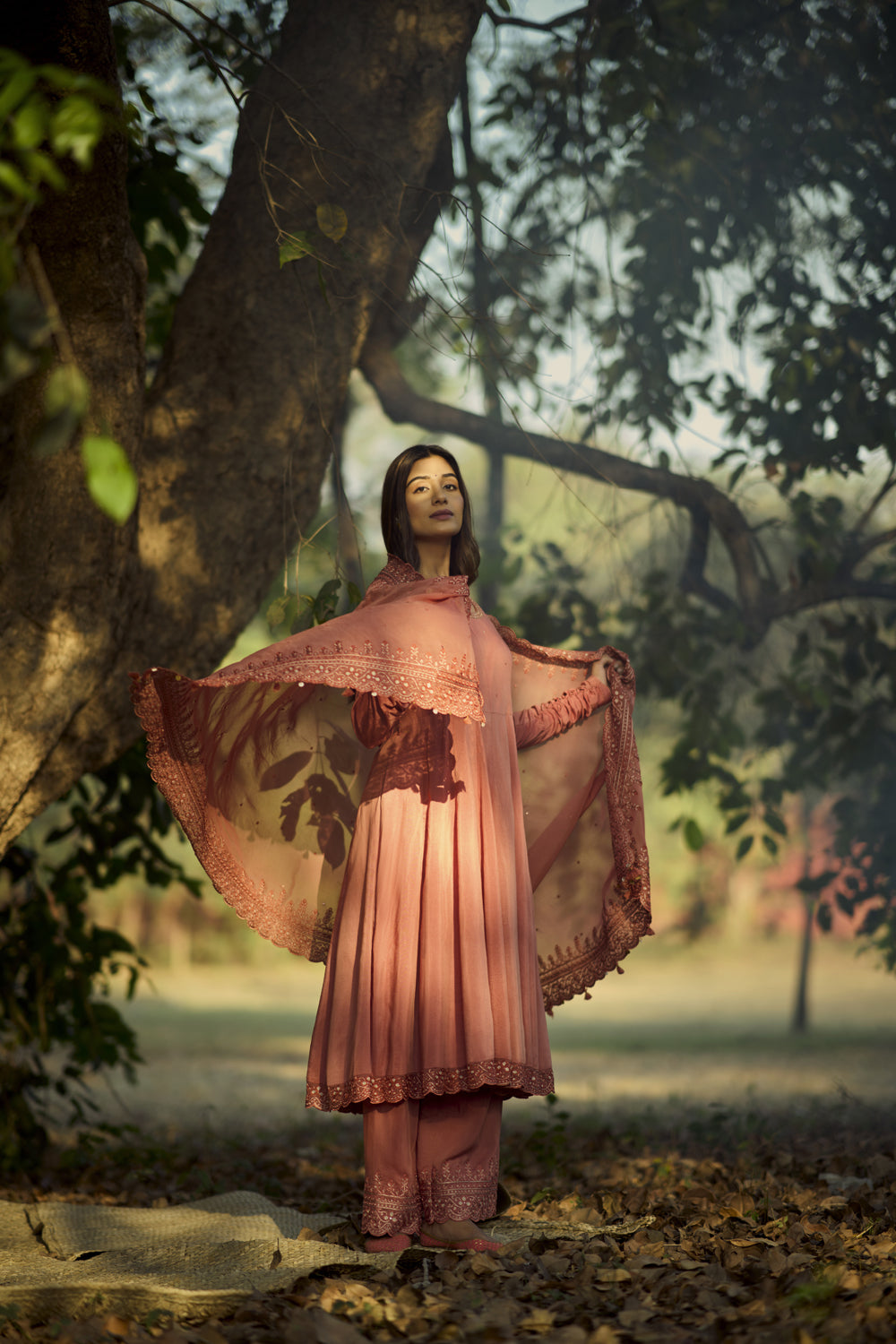 Pastel Pink Embroidered Kurta  Set