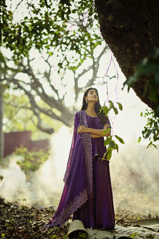 Purple Embroidered Kurta Set