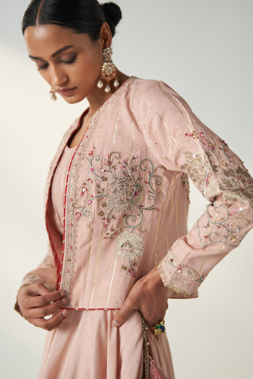 Radha  Blush Pink Jacket Lehenga Set