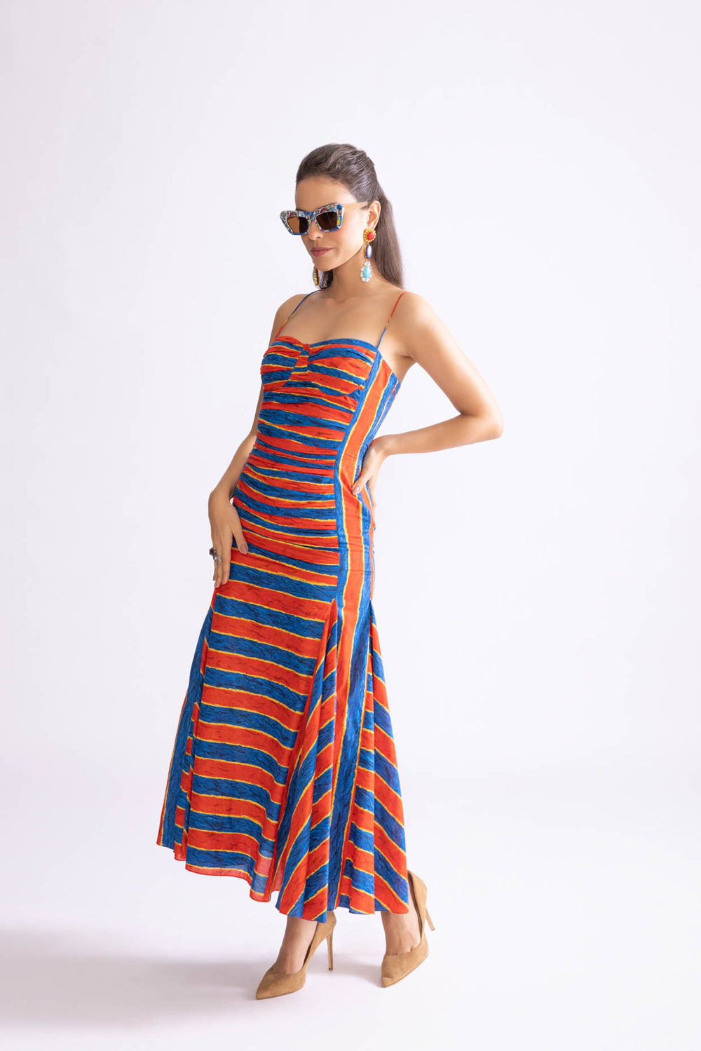 Nia Stripe Print Midi Dress