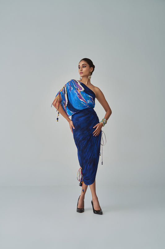 Mira Dual Ikat & Self Print Dress