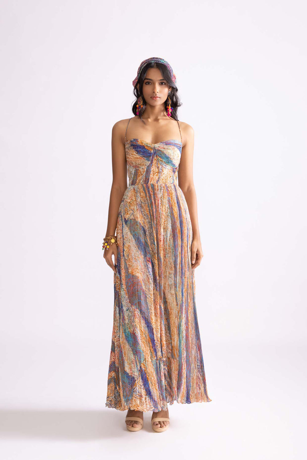 Kiara Weave Print Pleated Dress