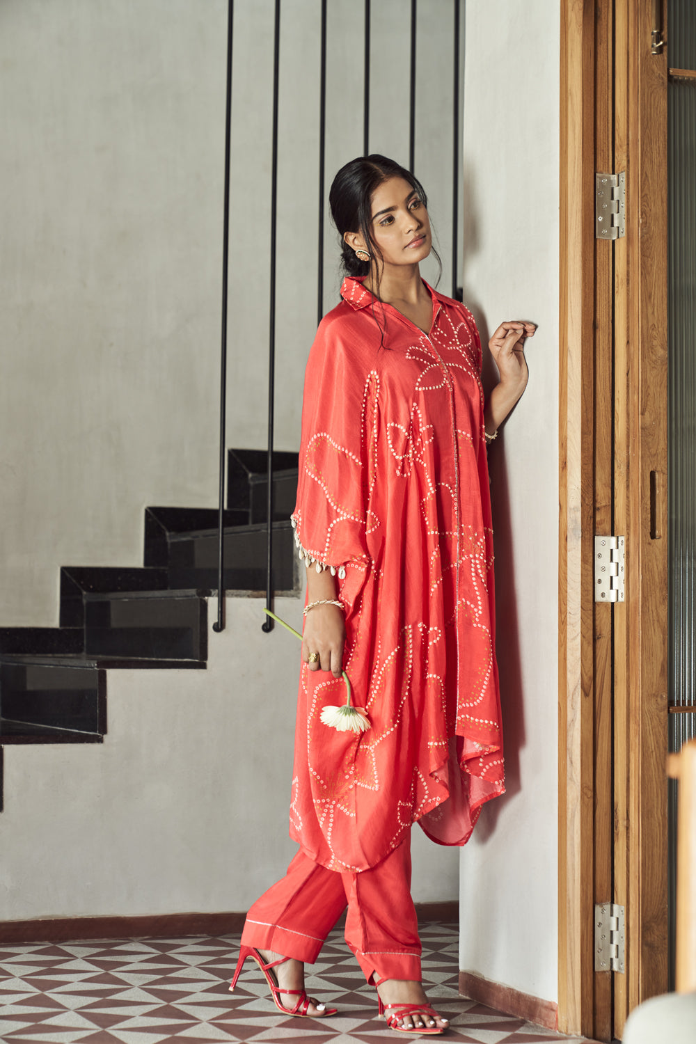 Red Bandhani Co-Ord Set