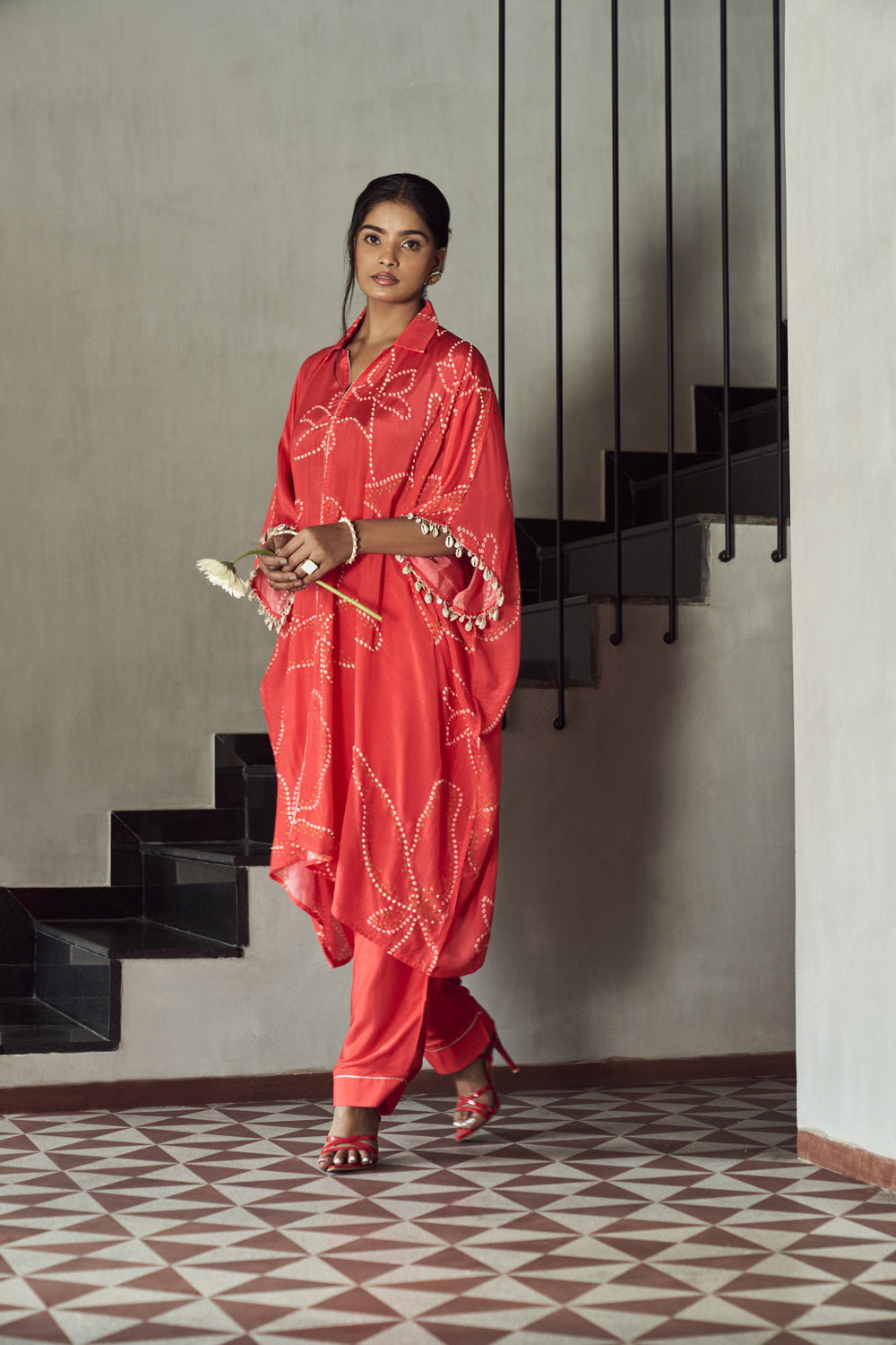 Red Bandhani Co-Ord Set