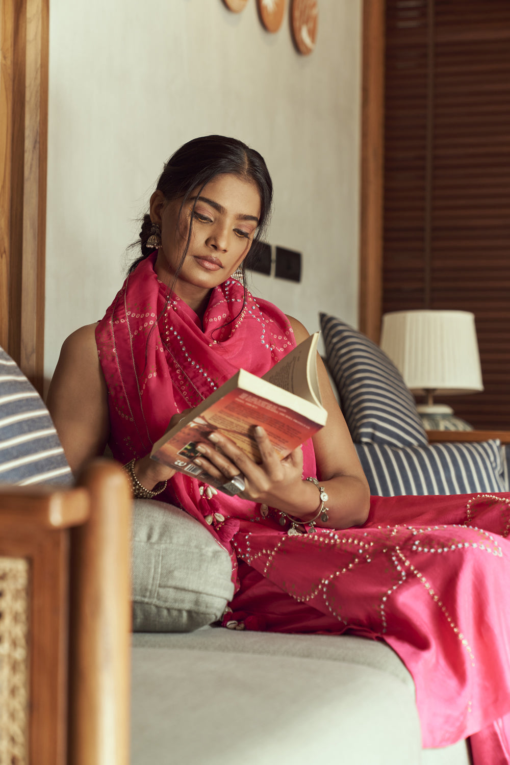 Pink Bandhani Kurta Set