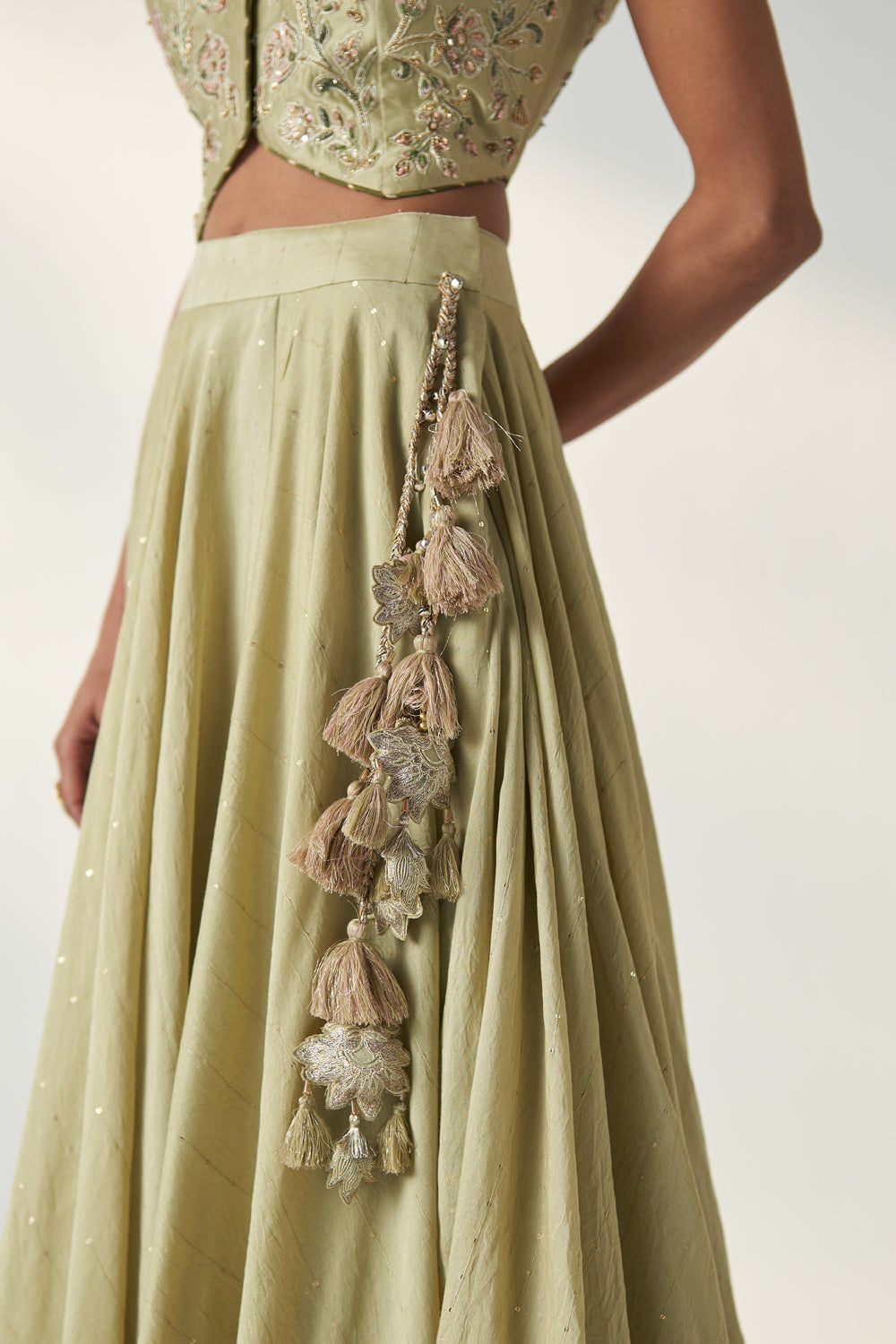 Rajita Green Gillet Lehenga Set