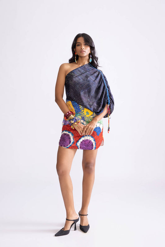 Dora Tribal Print Draped Dress