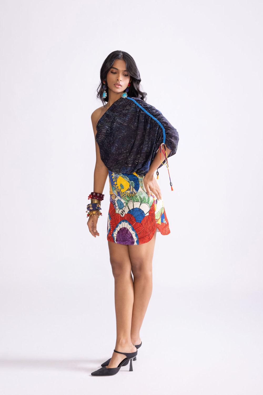 Dora Tribal Print Draped Dress