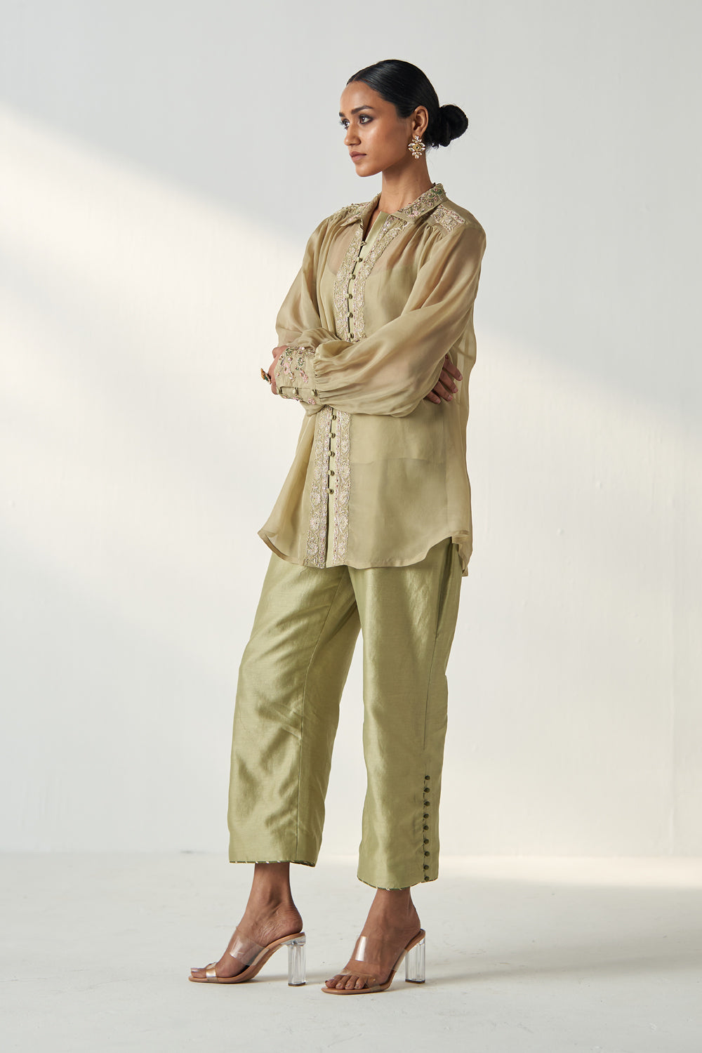 Oorvi Green Shirt Pant Set