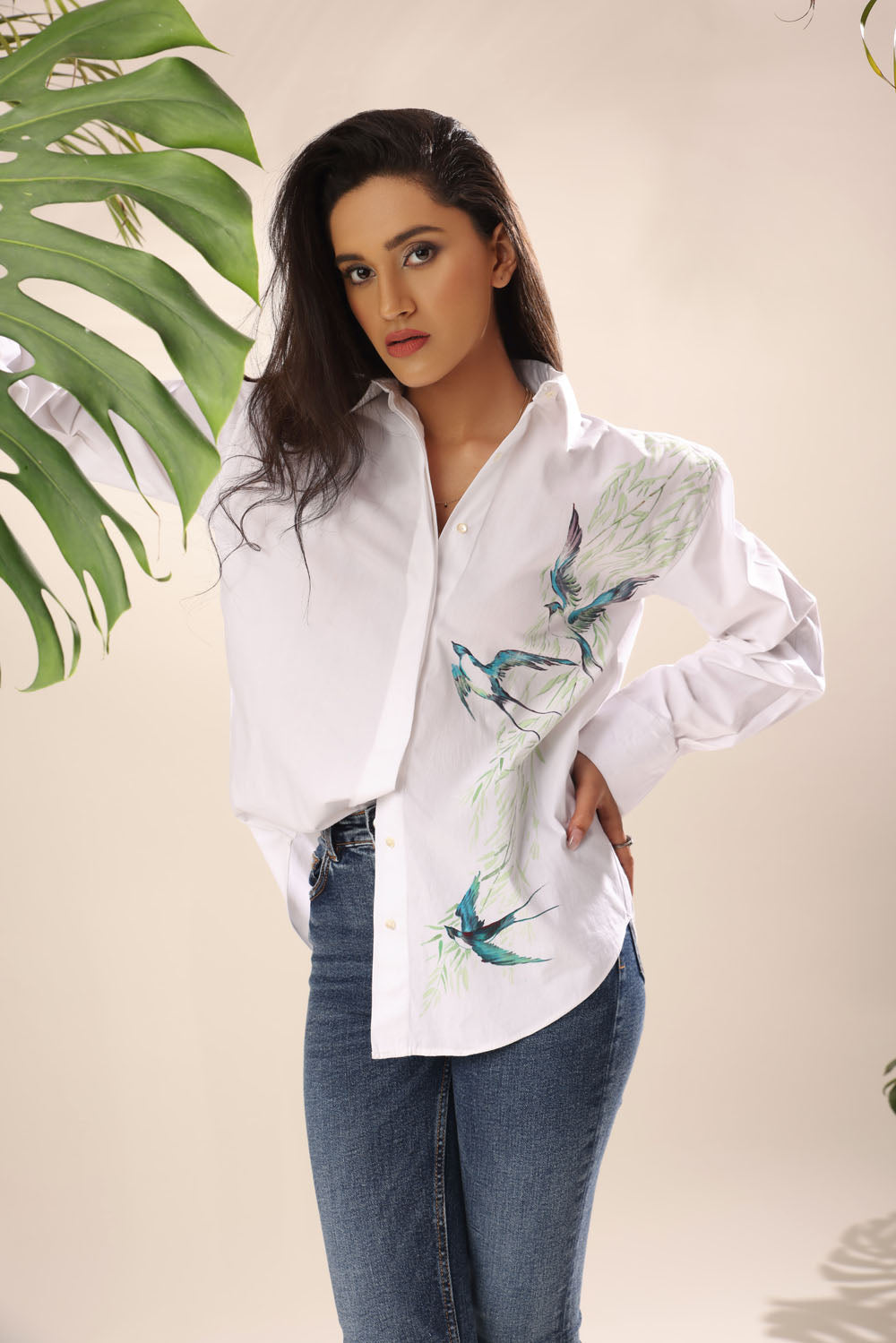 Hand Painted Birdy Shirt