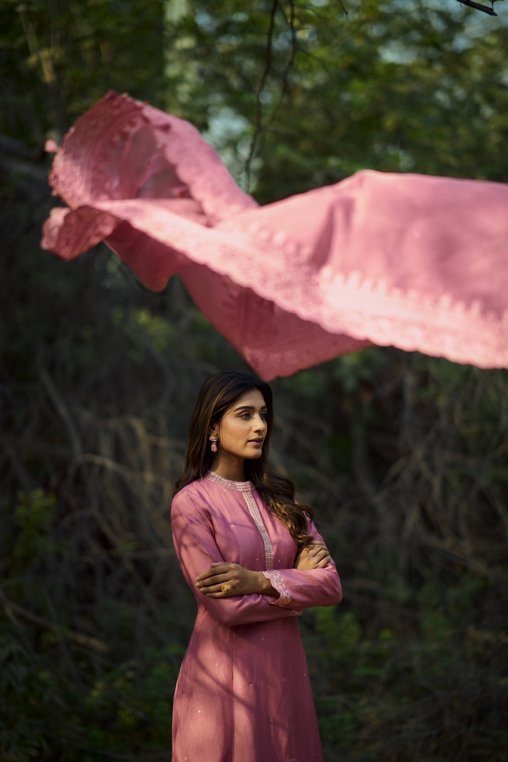 Pastel Pink Embroidered Anarkali Set