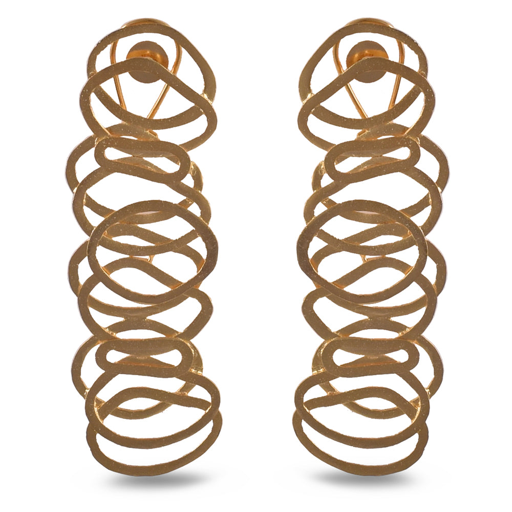 Gold Plated Coiled Drop Down Earrings