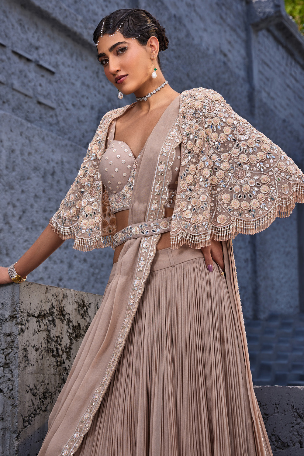 Shop Coral designer Jacket And Cape Lehengas for Women Online | Aza Fashions