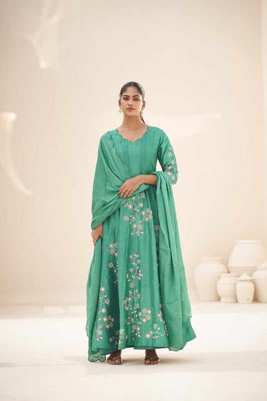 Embroidered Anarkali with Dupatta