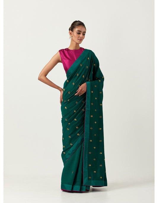 Embroidered Floral Hazzarbuti Saree With Blouse