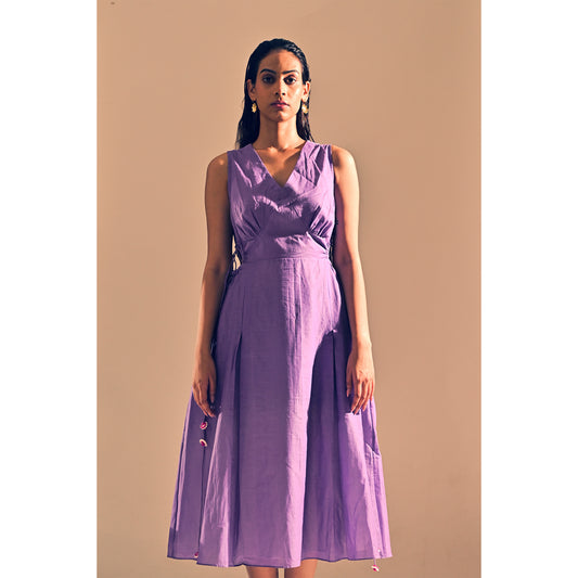 Lavender Cotton Side Cut Out Dress